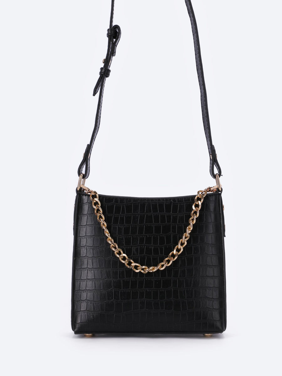 BLACK CROC SHOULDER BAG Serpenti Egypt