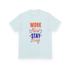 Load image into Gallery viewer, LIGHT BLUE OVERSIZED SHIRT- WORK HARD STAY STRONG

