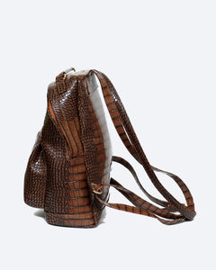 DARK BROWN BACKPACK CROC PATTERN