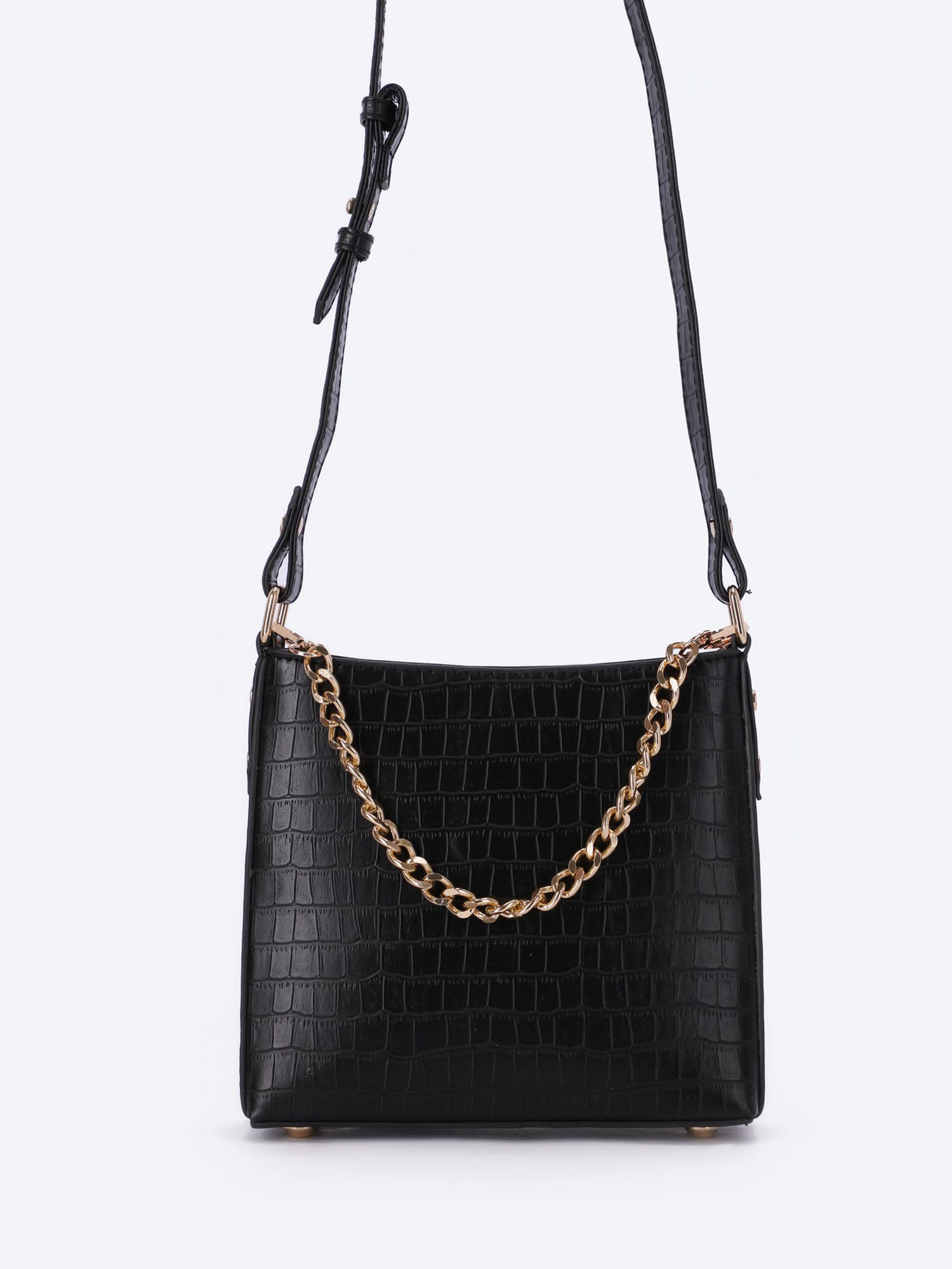 Black shoulder bag croc hot sale