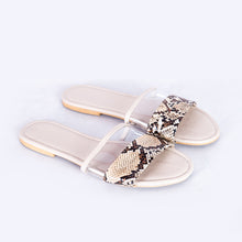 Load image into Gallery viewer, BEIGE TRANSPARENT X LAZARD PATTERN SLIPPERS
