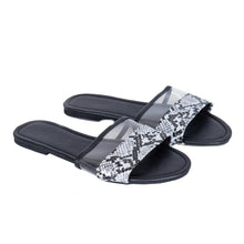 Load image into Gallery viewer, BLACK TRANSPARENT X LAZARD PATTERN SLIPPERS
